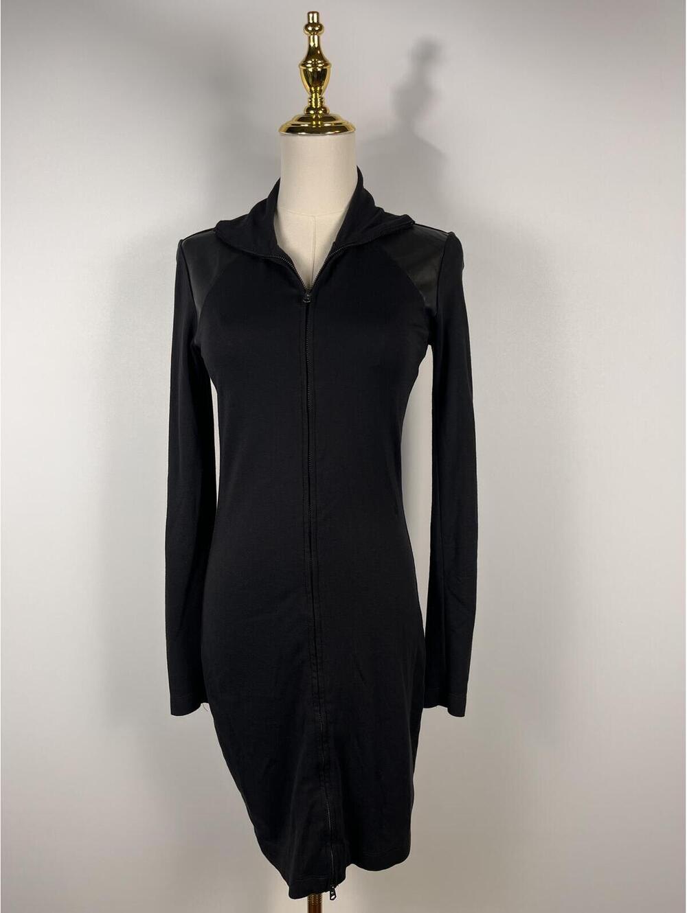 G-Star RAW Women’s Zip Front Dress Size M Black Bodycon Long Sleeve Moto Cyber